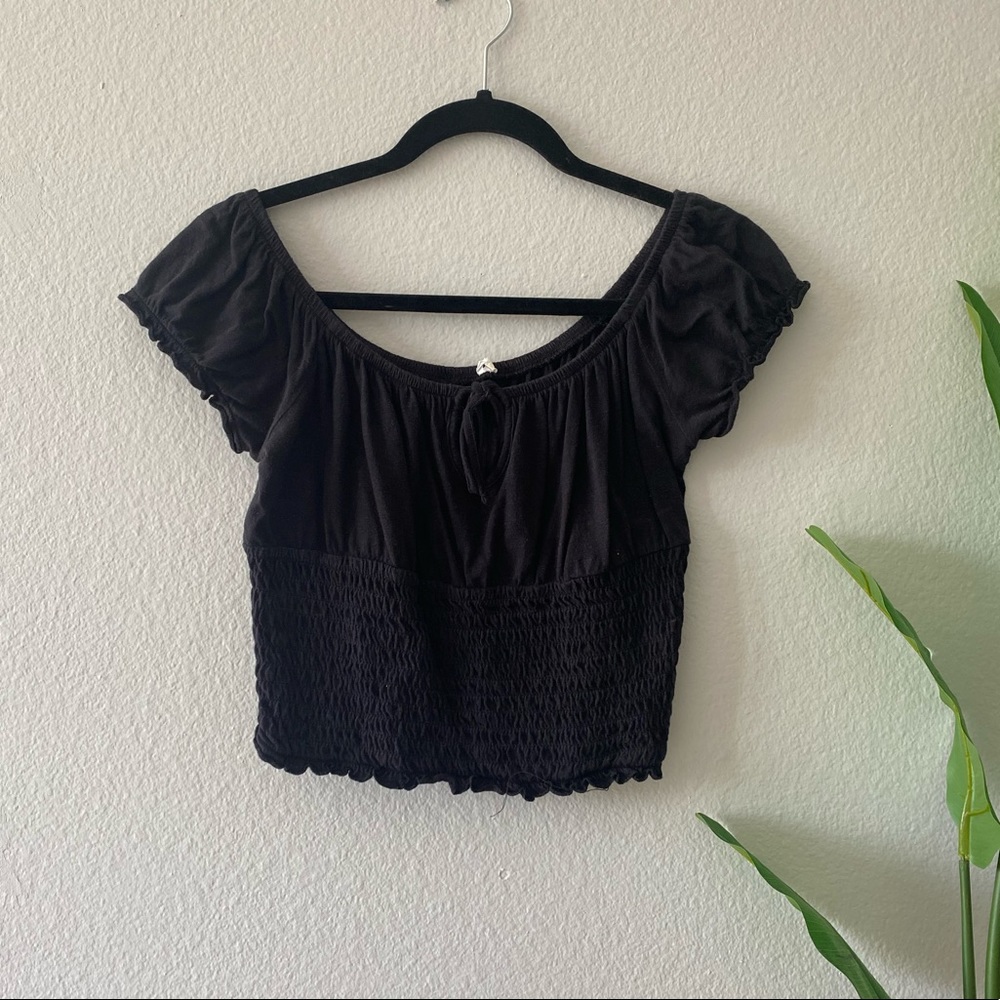 Me to We Off the Shoulder Crop Top | Black, M
